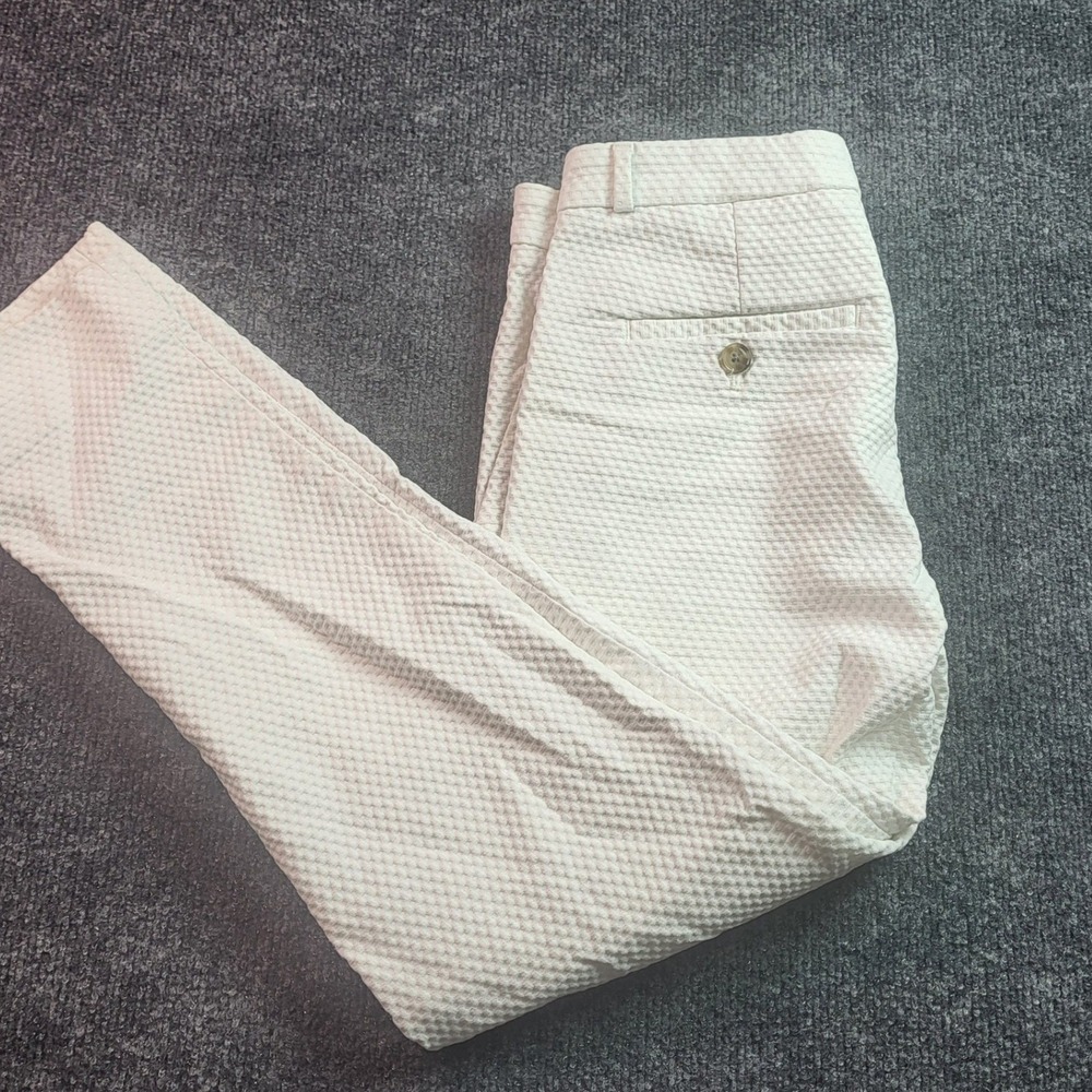 Banana Republic White Textured Ankle Pants
